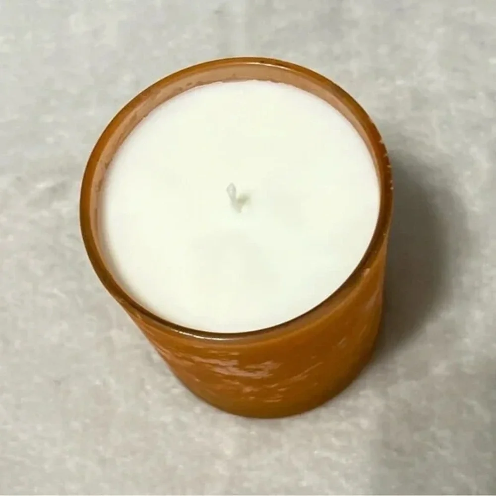 Frosted Orange Glass Tumbler Candle Handmade 7 oz Citrus Scent Single Wick A13
